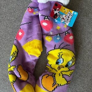 Warner Bros. Looney Tunes Tweety Bird Holiday Socks - Purple and Yellow
